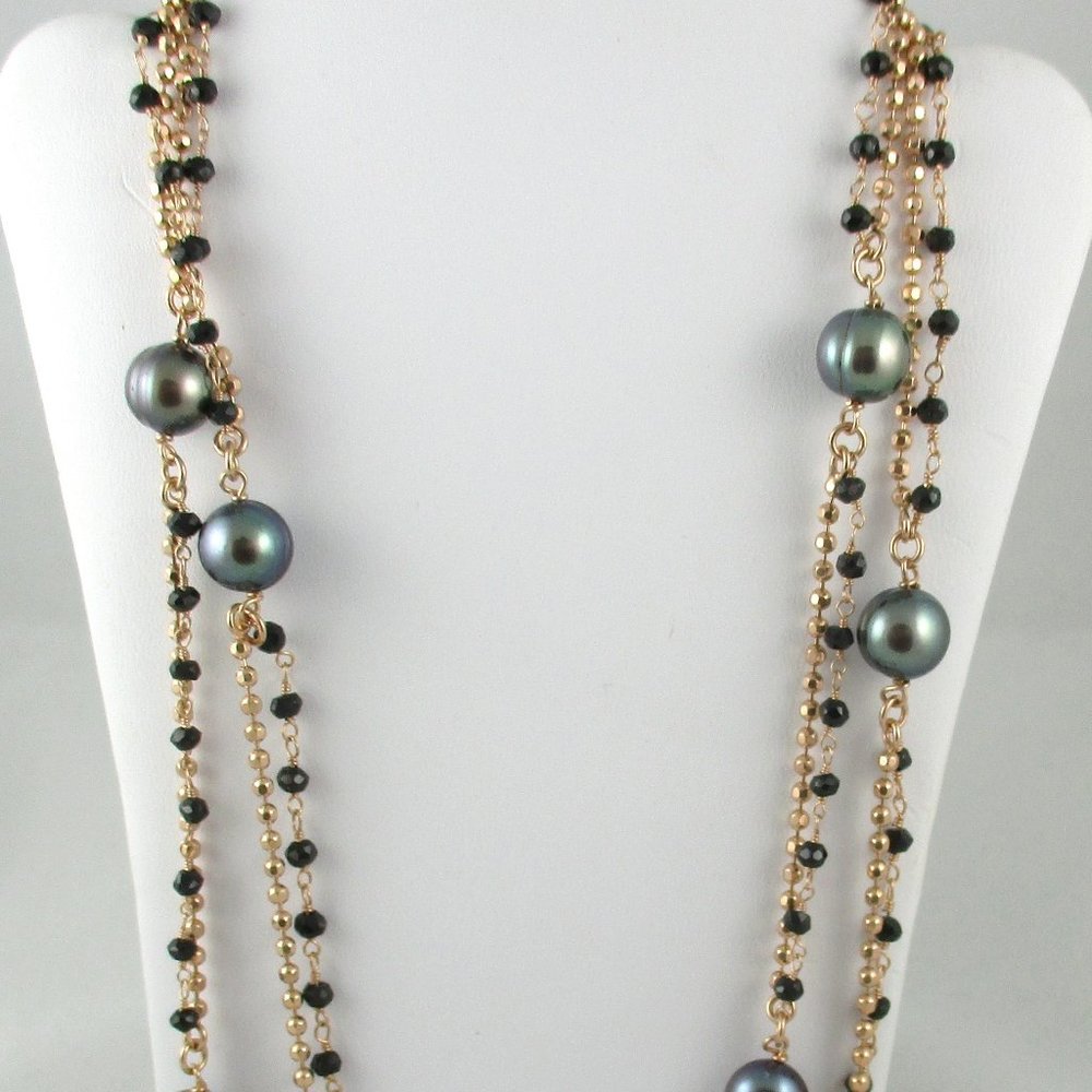 Honora Black Pearl & Black Spinel 36" Necklace - Picture 8 of 11